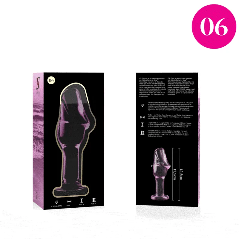NEBULA SERIES BY IBIZA - MODEL 6 ANAL PLUG BOROSILICATE GLASS PINK 12.5 CM -O- 4 CM