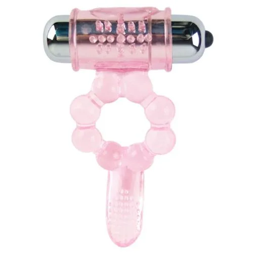 BAILE - SILICONE RING 10 TONGUE RHYTHMS WITH PINK VIBRATION