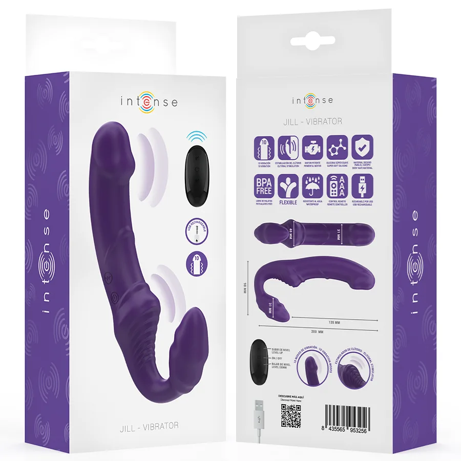 INTENSE - JILL DOUBLE VIBRATOR 20 CM PURPLE REMOTE CONTROL