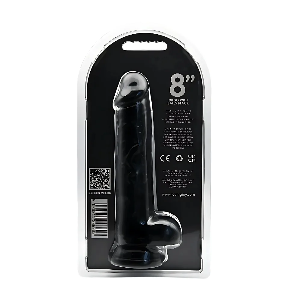 Loving Joy Dildo 8 Polegadas com Testículos Preto