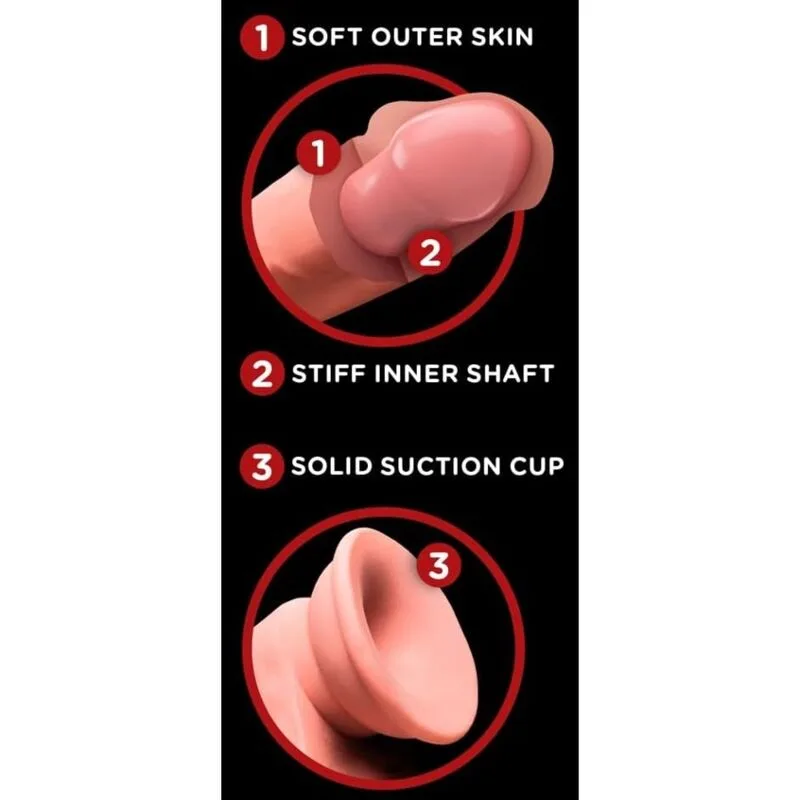 King Cock Plus - Dildo Realista de Tripla Densidade com Testículos Móveis 23 cm Cor de Carne