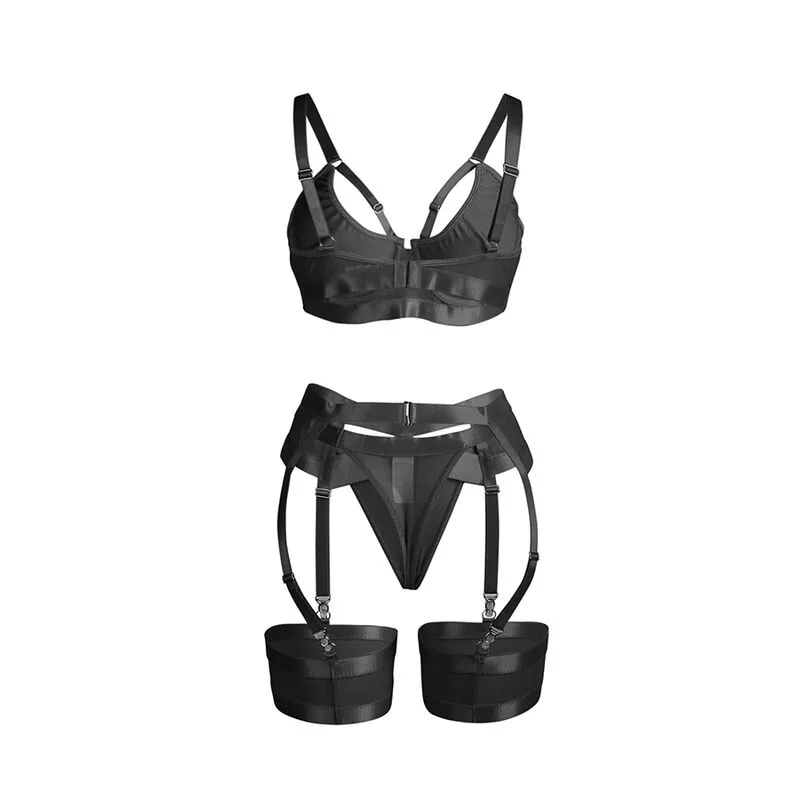 SUBBLIME - 955236 SUTIÃ BONDAGE PRETO COM CONJUNTO DE LIGA S/M