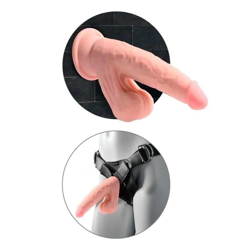 King Cock Plus - Dildo Realista de Tripla Densidade com Testículos Móveis 23 cm Cor de Carne