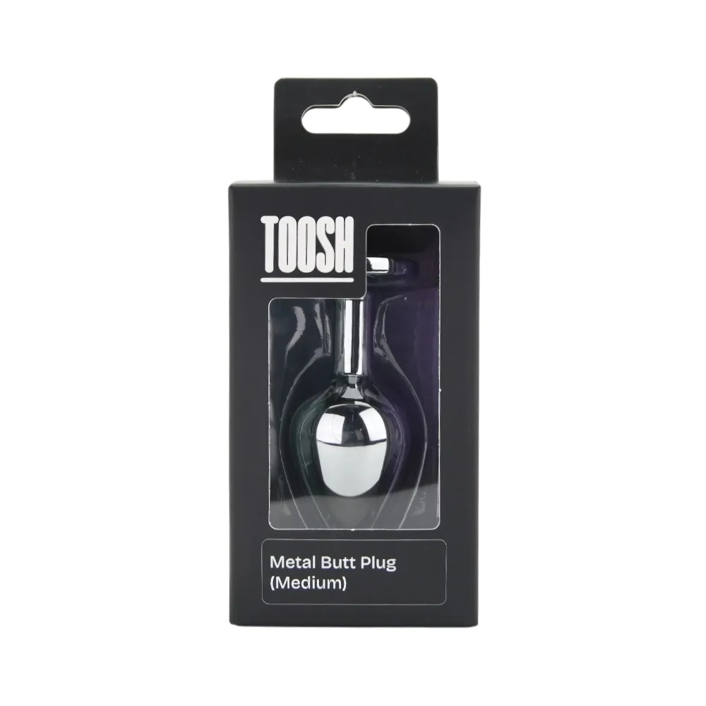 Toosh Plug Anal de Metal Prateado Médio Pedra Transparente