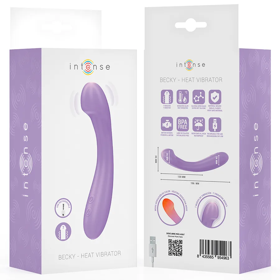 INTENSE - BECKY VIBRATOR 19 CM HEATABLE 7 VIBRATIONS PURPLE