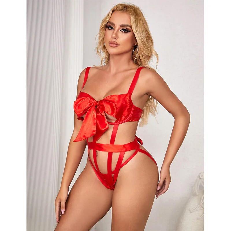 SUBBLIME - 954468 SEXY OPENWORK BODY WITH BOW RED