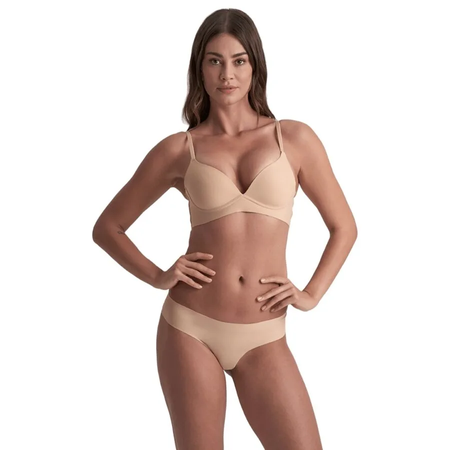 BYE-BRA - INVISIBLE THONG 2 PACK BEIGE & BLACK SIZE