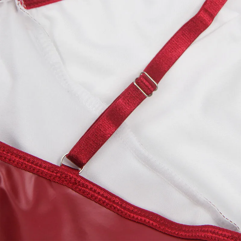 SUBBLIME - 955403 DRESS WITH BURGUNDY LEATHER STRAPS L/XL