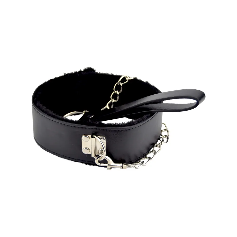Bound to Please Coleira em Pelúcia com Trela Preto