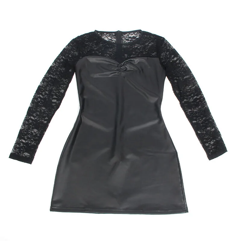 SUBBLIME - 955595 VESTIDO MANGA COMPRIDA COM RENDA PRETA S/M
