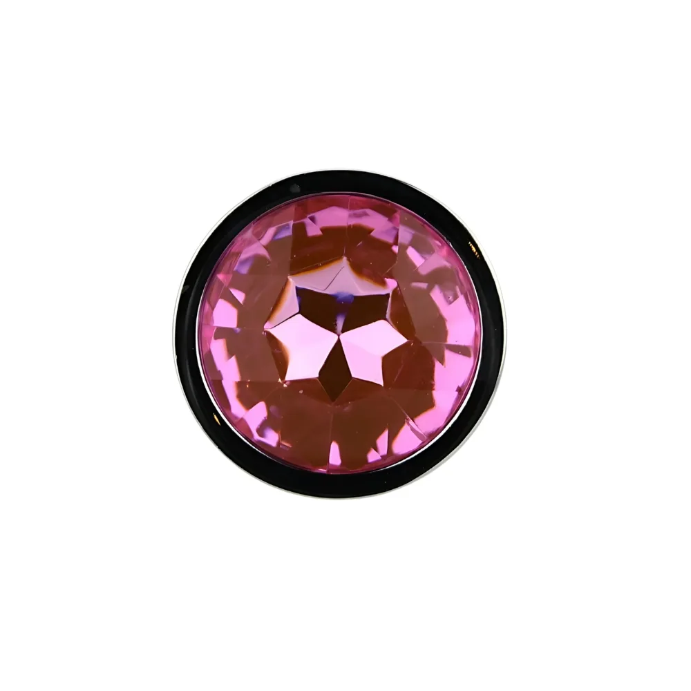 Toosh Plug Anal de Metal Prateado Pequeno Pedra Rosa