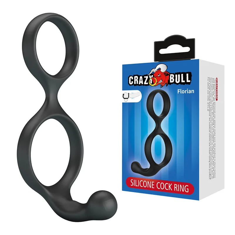 Crazy Bull - Anel Duplo Florian para Pénis e Testículos Preto