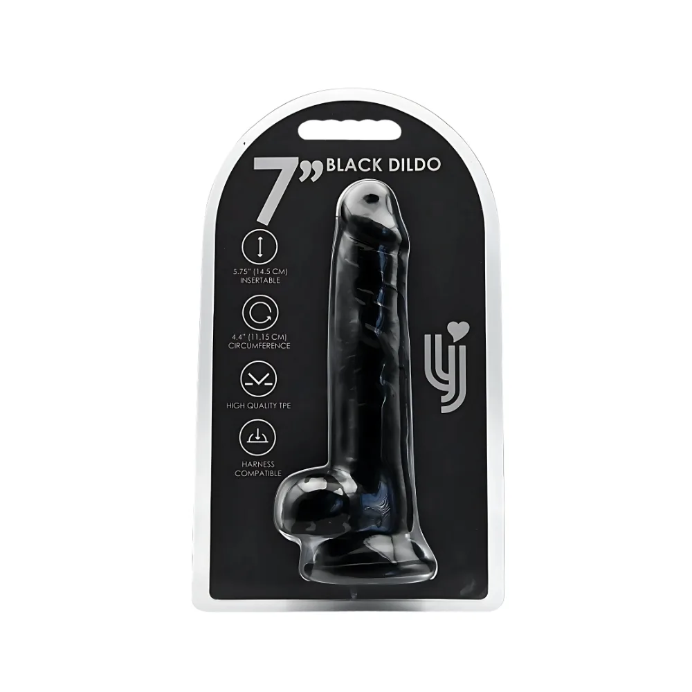 Loving Joy Dildo 7 Polegadas com Testículos Preto