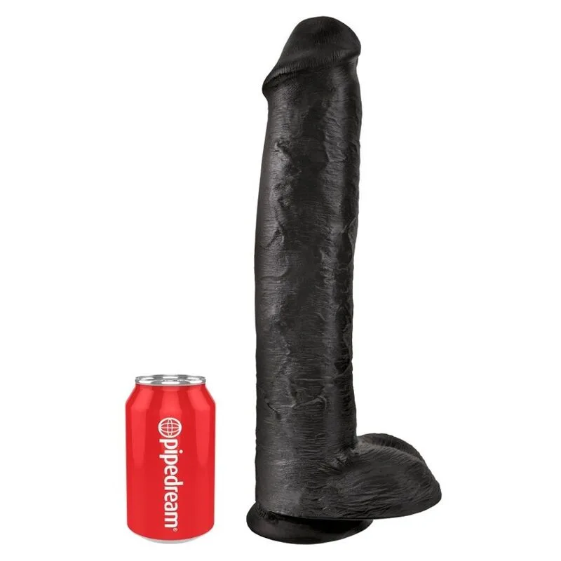 King Cock - Realistic Dildo with Testicles 38 cm Black
