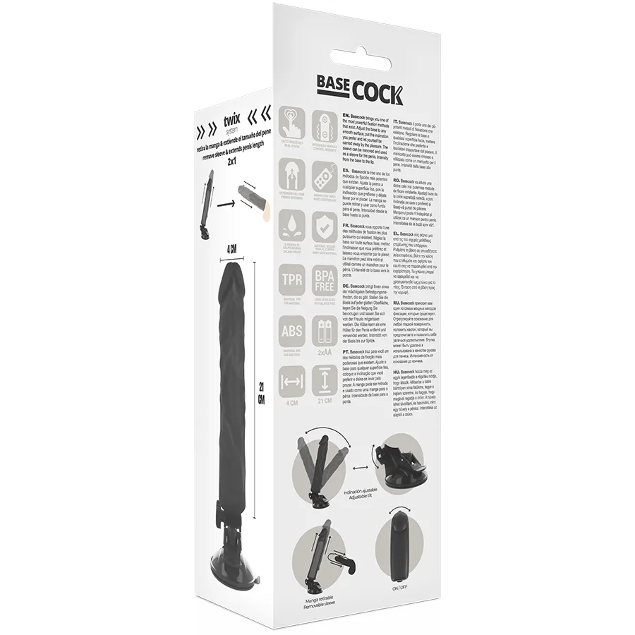 Basecock - Realistic Vibrator Remote Control Black 21 cm -O- 4 cm
