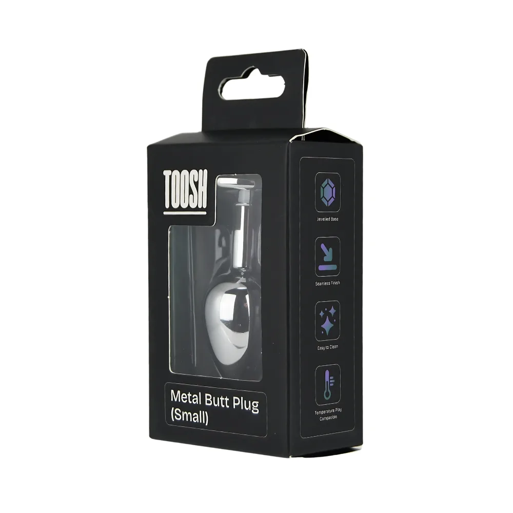 Toosh Plug Anal de Metal Prateado Pequeno Pedra Rosa