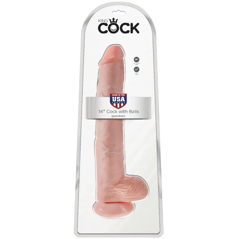 KING COCK - DILDO COM BOLAS 35.6 CM CARNE