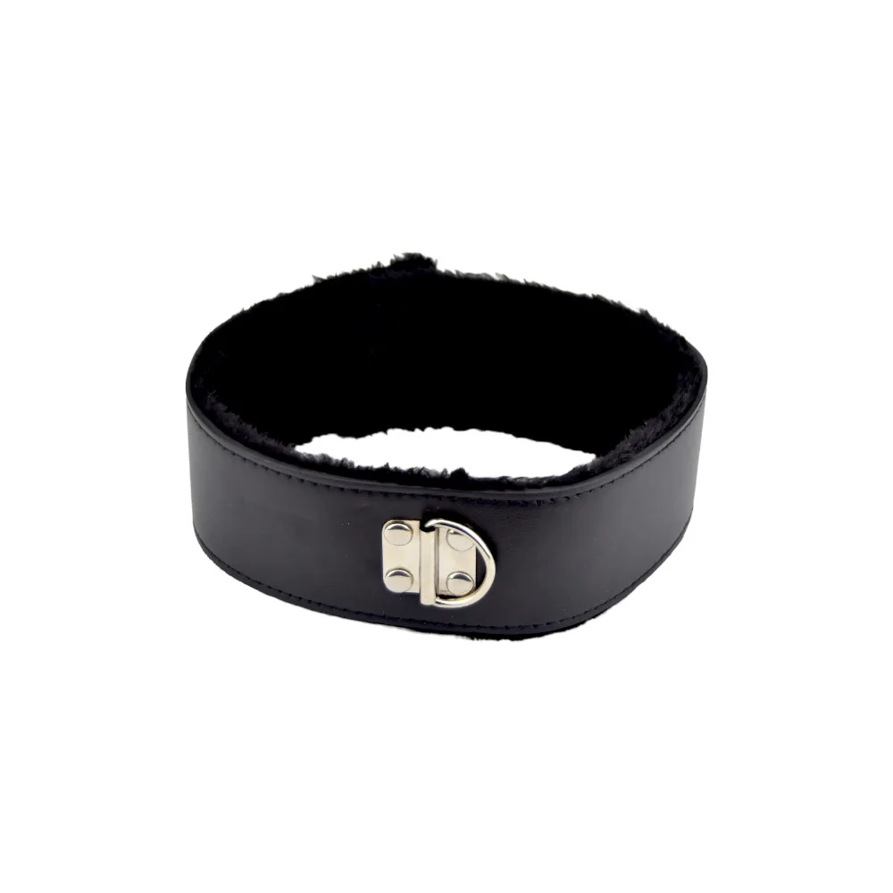 Bound to Please Coleira em Pelúcia com Trela Preto
