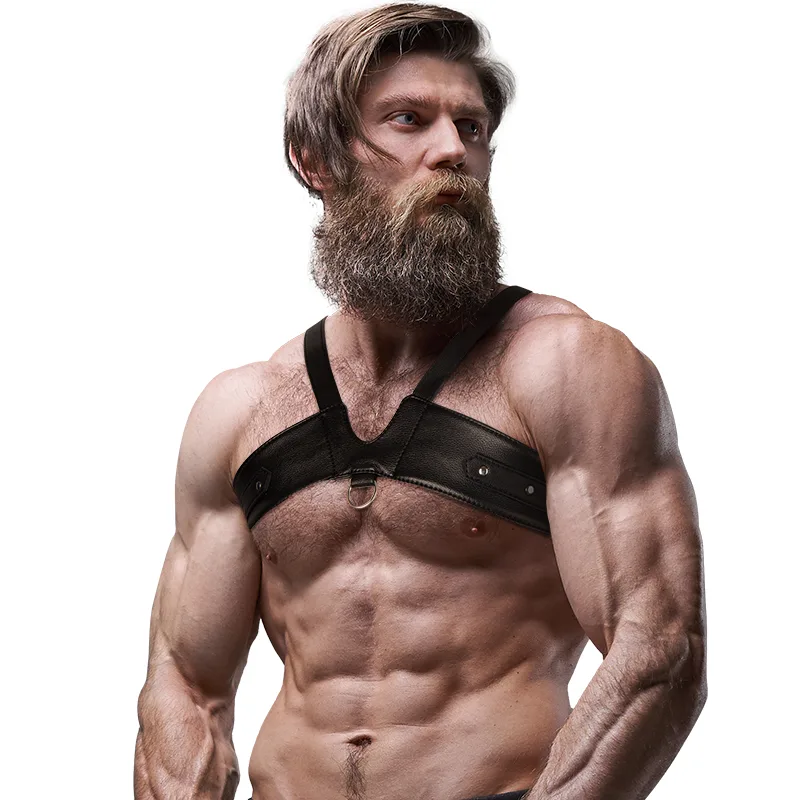 FETISH SUBMISSIVE ATTITUDE - ARNÊS DE PEITO DE COURO ECOLÓGICO BRIGADE MASCULINO