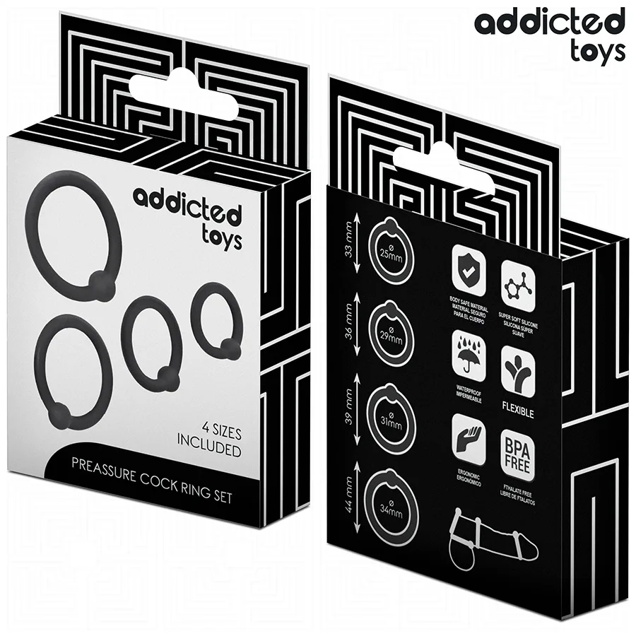 ADDICTED TOYS - CONJUNTO DE ANÉIS DE SILICONE DE PRESSÃO