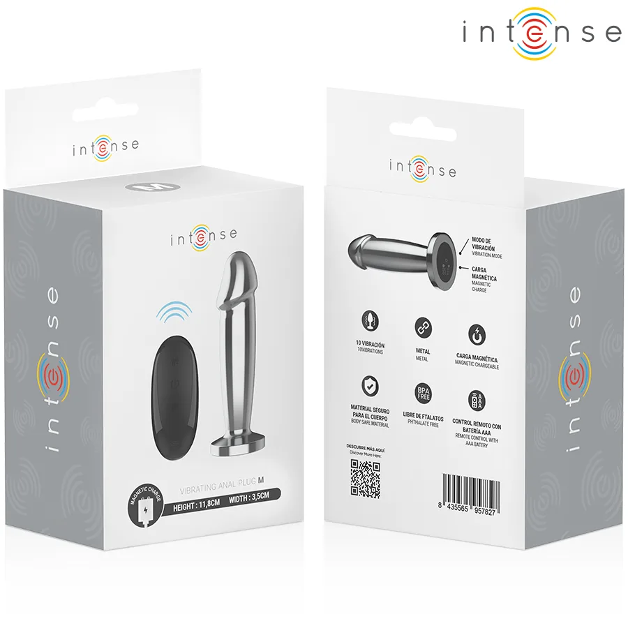 INTENSE - ANAL PLUG 10 VIBRATIONS METAL DILDO WITH REMOTE CONTROL M