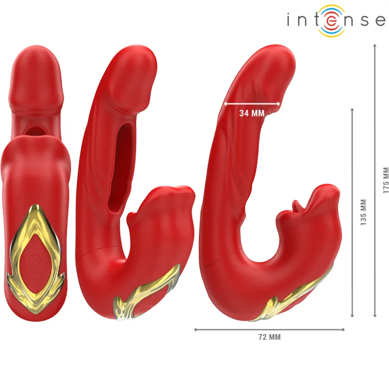 INTENSE - NATHY VIBRADOR DUPLO COM BOCA ESTIMULANTE MULTIFUNÇÕES VERMELHO