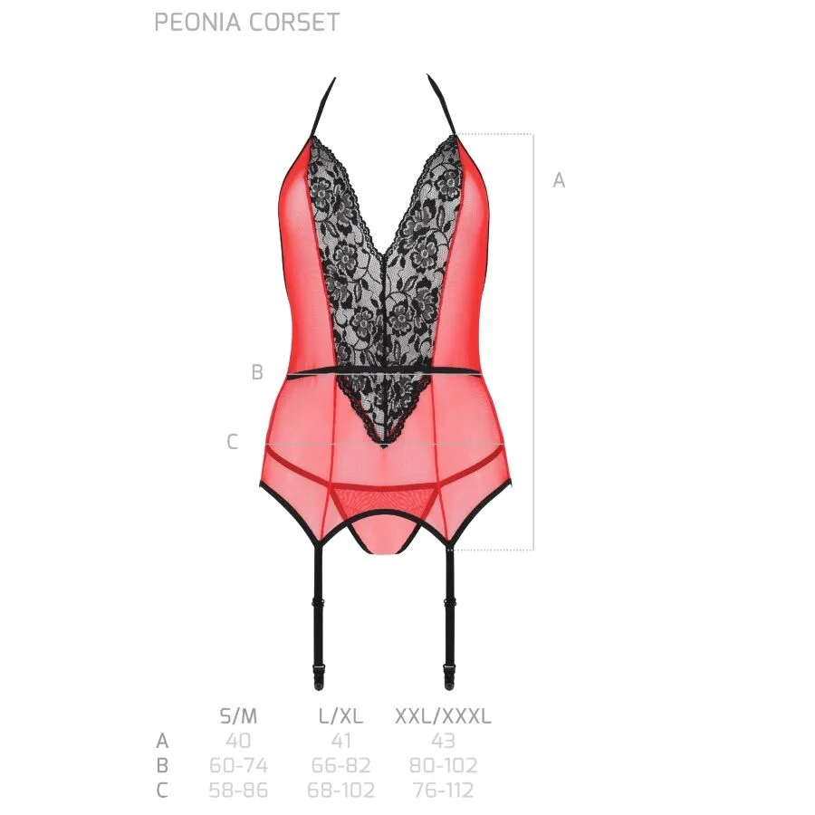 PASSION - PEONIA CORSET LINHA ERÓTICA VERMELHO