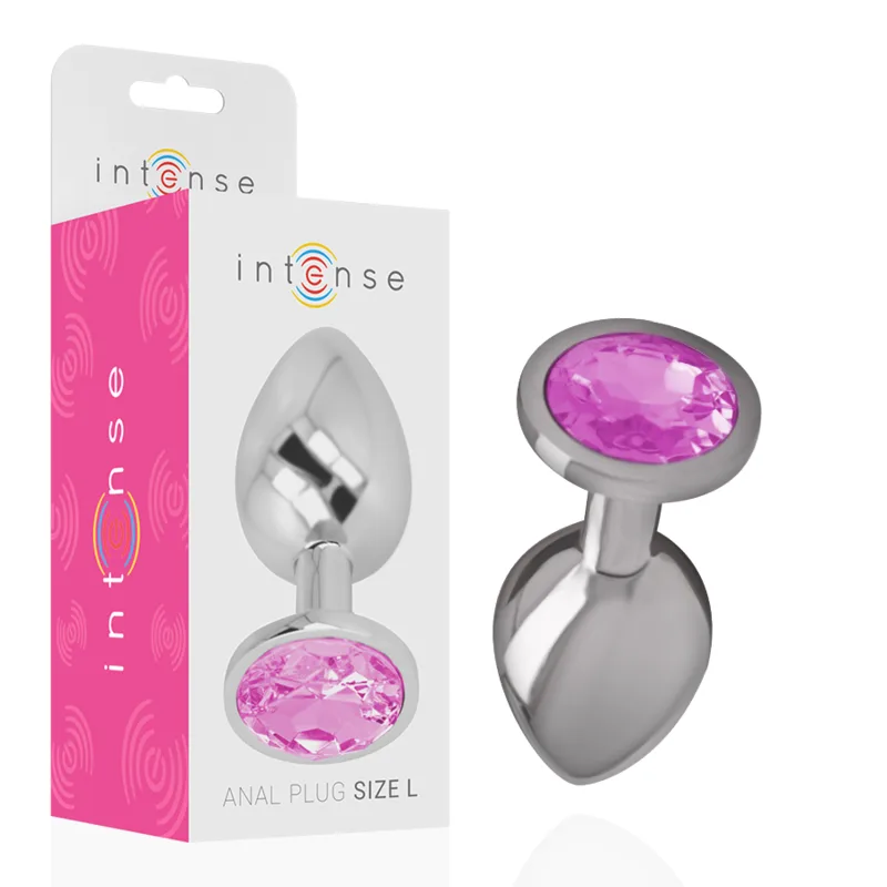Intense - Plug Anal de Metal de Alumínio com Cristal Rosa Tamanho L