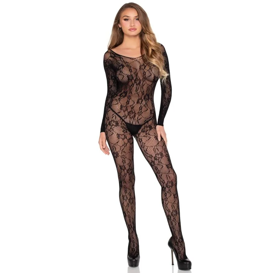 LEG AVENUE - 89366 BODY DE RENDA PRETO - TAMANHO ÚNICO