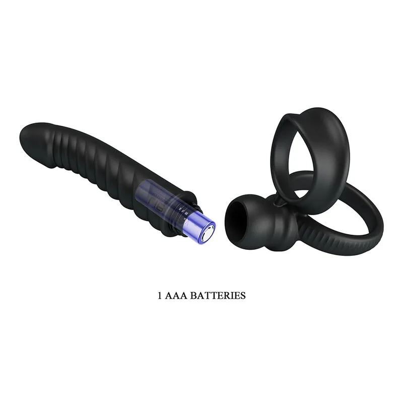 Pretty Love - Merritt Anal Vibrator with Ring and Vibration Black