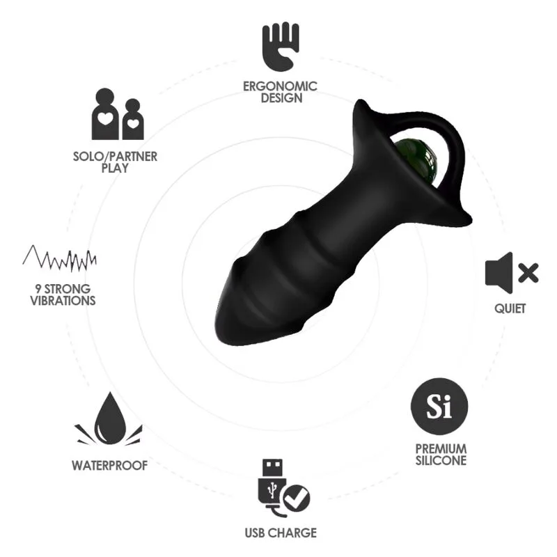 Armony - Vibrador de Dedo Kylin e Controle Remoto de Plug Anal Preto