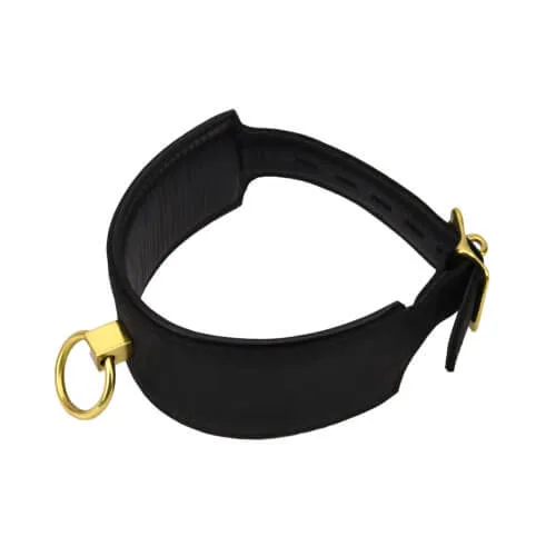 Bound Noir Coleira em Pele Nubuck com Argola O