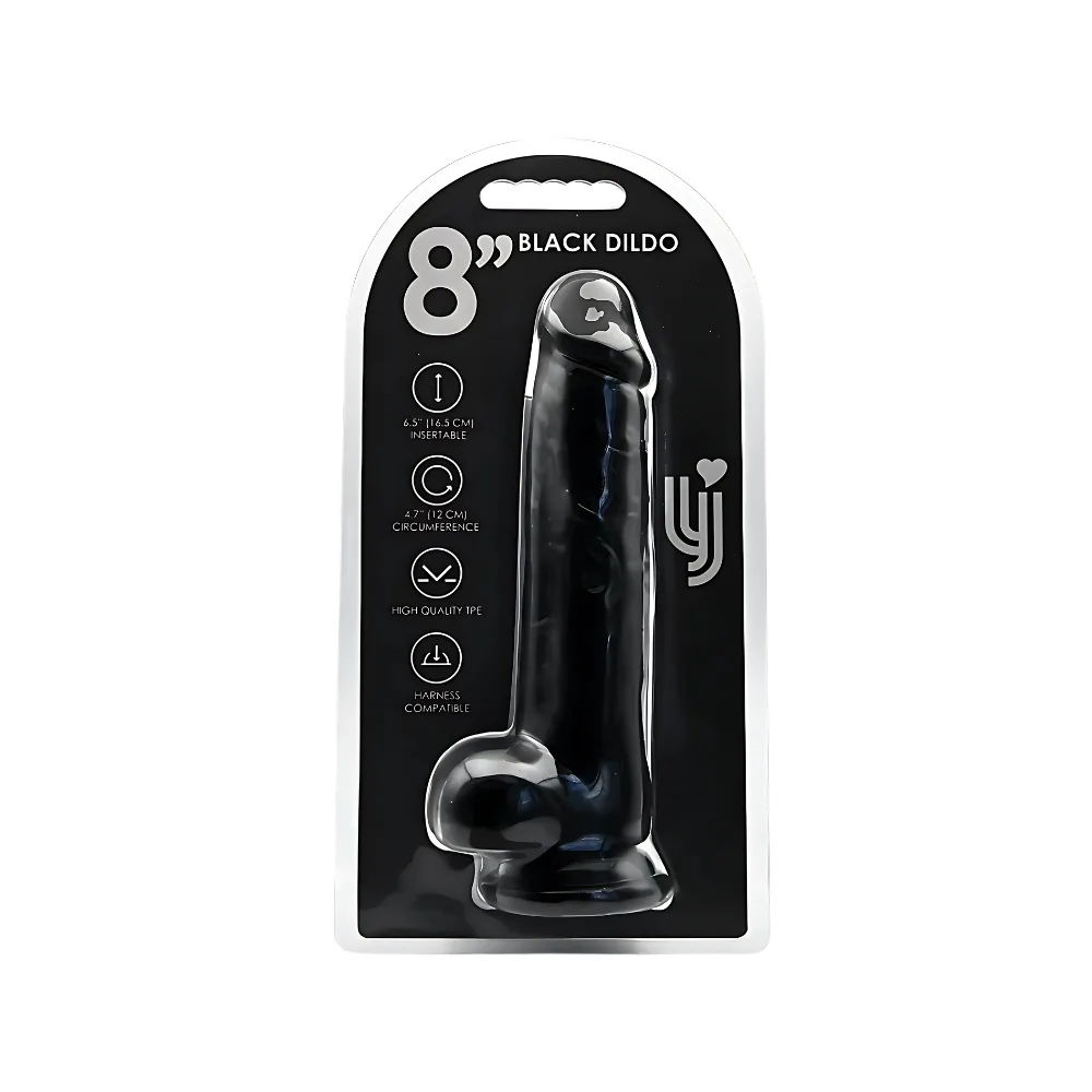 Loving Joy Dildo 8 Polegadas com Testículos Preto