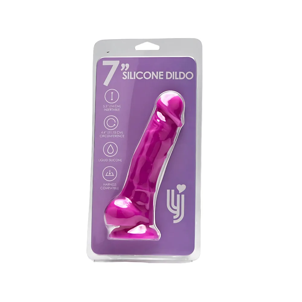 Loving Joy Dildo Realista de Silicone 7 Polegadas com Ventosa e Testículos Roxo