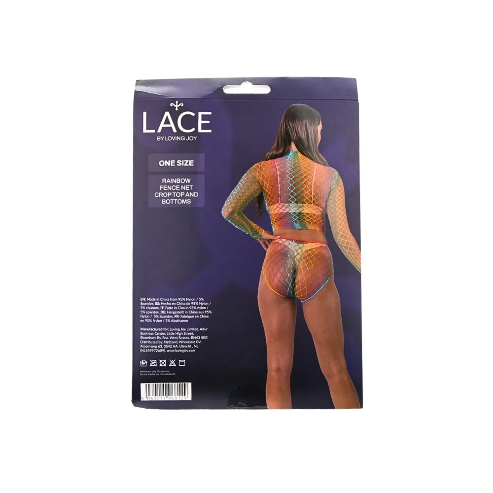 Lace by LJ Top Curto e Cuecas de Rede Arco-Íris