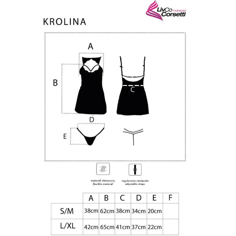 LIVCO CORSETTI FASHION - KROLINA LC 90734 CHEMISE + THONG BLACK