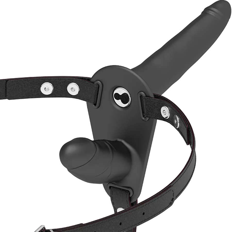 FETISH SUBMISSIVE HARNESS - VIBRADOR PRETO DE DUPLA PENETRAO