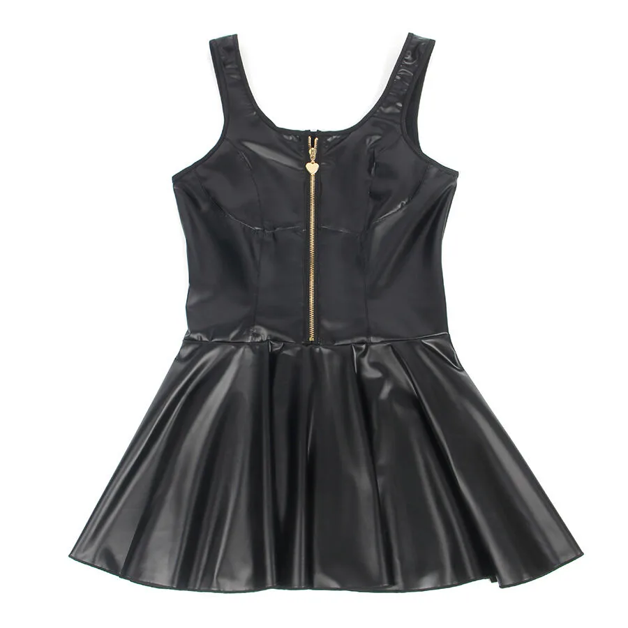 SUBBLIME - 957667 VESTIDO DE COURO COM ZÍPER DE CORAÇÃO PRETO