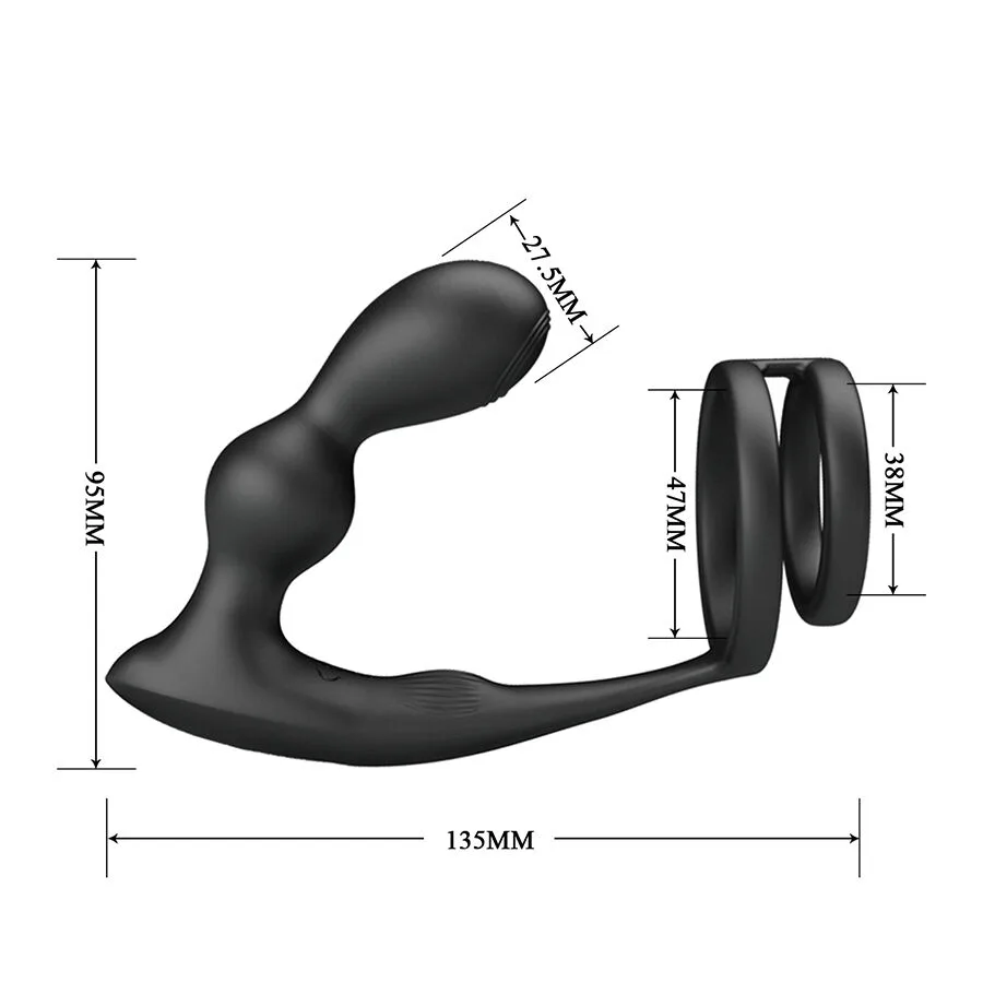 MR PLAY - VIBRATING ANAL PLUG WITH PENIS RING REMOTE CONTROL