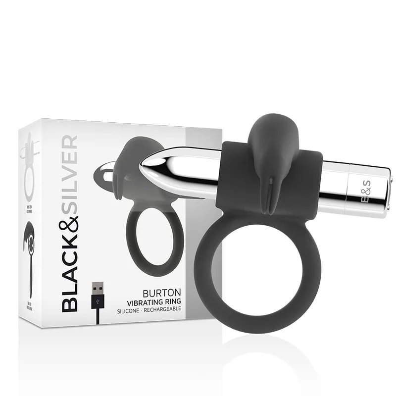 Preto&Silver - Anel Recarregável Burton 10 Modos de Vibração