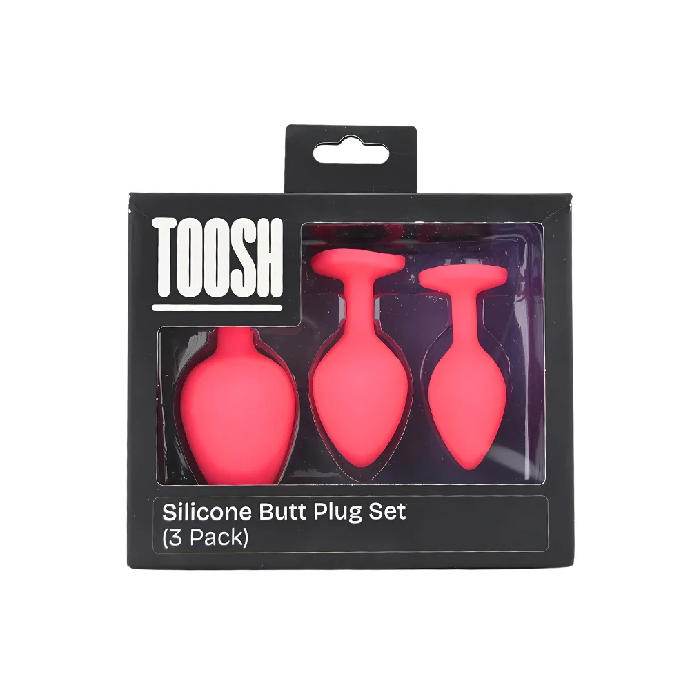 Toosh Plug Anal de Silicone Rosa Conjunto de 3 Pedra Transparente