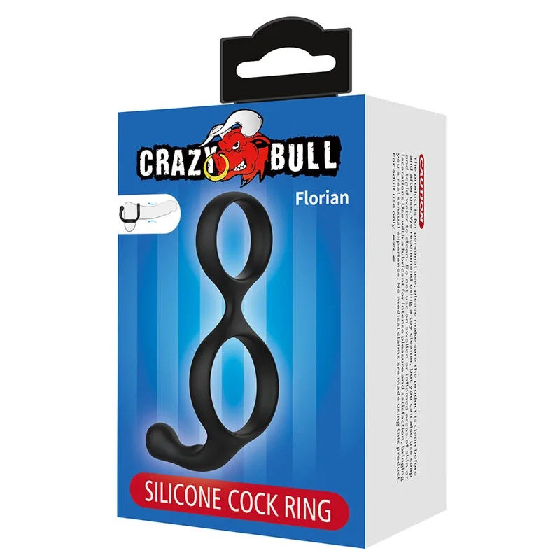 Crazy Bull - Anel Duplo Florian para Pénis e Testículos Preto