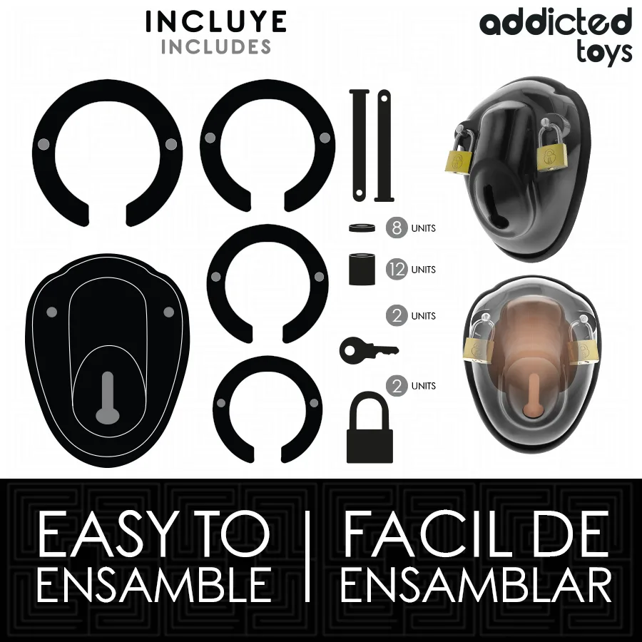 ADDICTED TOYS LOCKED - GAIOLA DE CONTENÇÃO SEM CHAVE PARA PÊNIS 11,5 CM