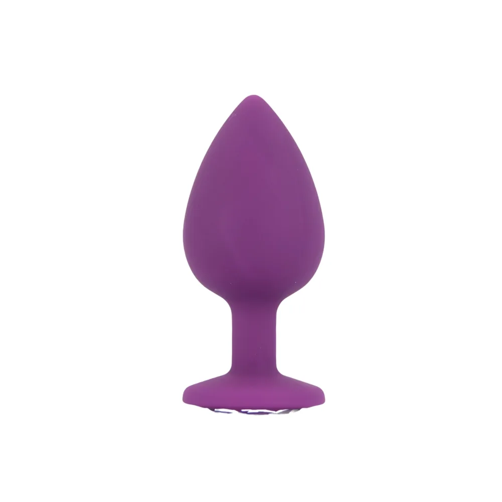 Toosh Plug Anal de Silicone Roxo Conjunto de 3 Pedra Transparente