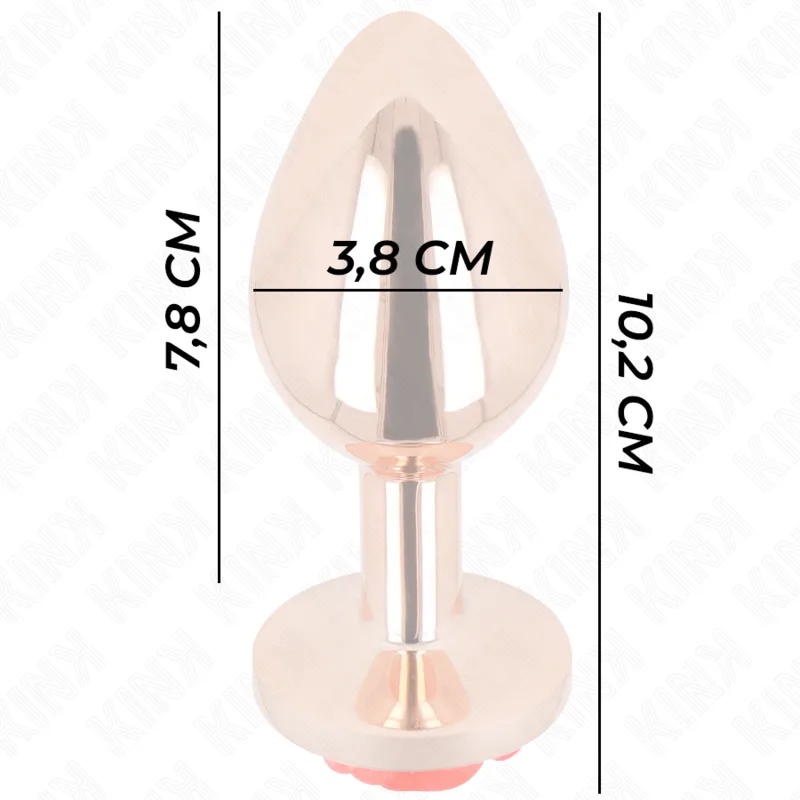 KINK - PLUG ANAL ROSA OURO COM ROSA VERMELHA L
