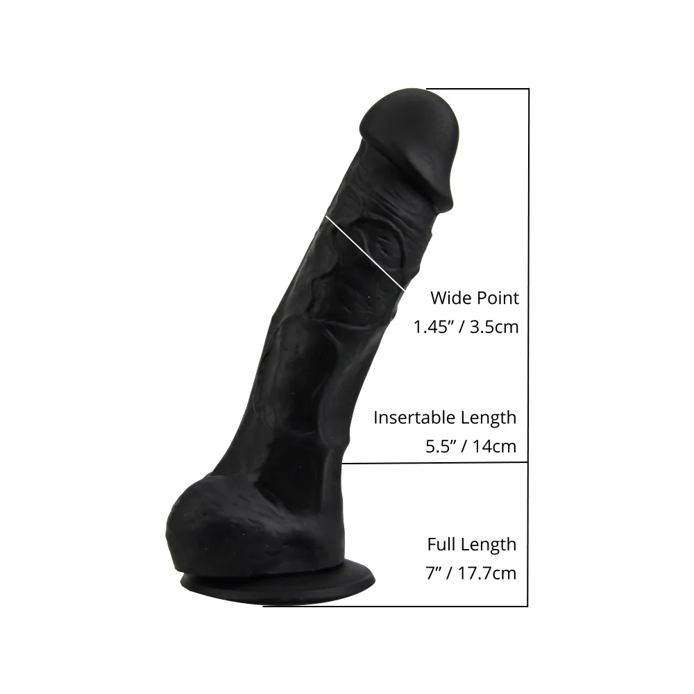 Loving Joy Dildo Realista de Silicone 7 Polegadas com Ventosa e Testículos Preto
