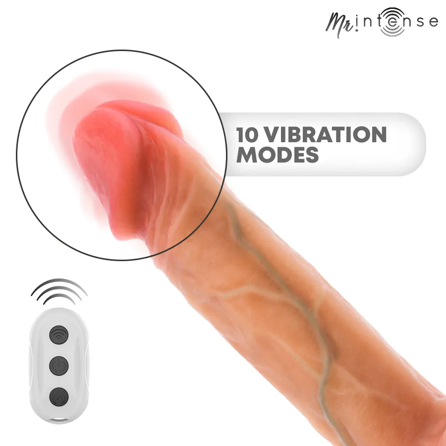Mr Intense - Vibrador Logan de Silicone com Efeito de Calor e Controle Remoto 20 cm -Ø- 4,1 cm