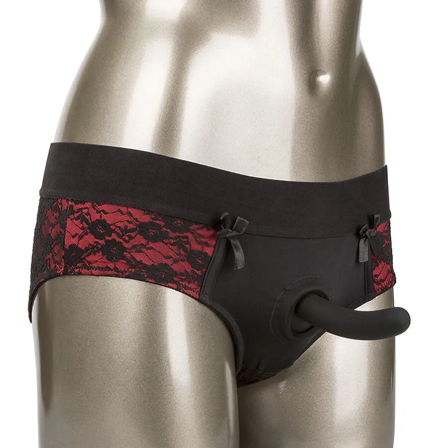 CALEXOTICS - CONJUNTO DE CALCINHAS SCANDAL CROTCHLESS COM DILDO TAMANHO P/M