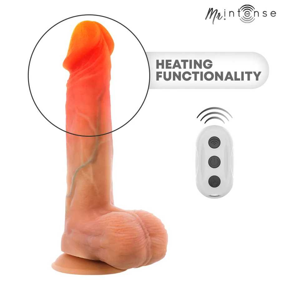 Mr Intense - Vibrador Logan de Silicone com Efeito de Calor e Controle Remoto 20 cm -Ø- 4,1 cm