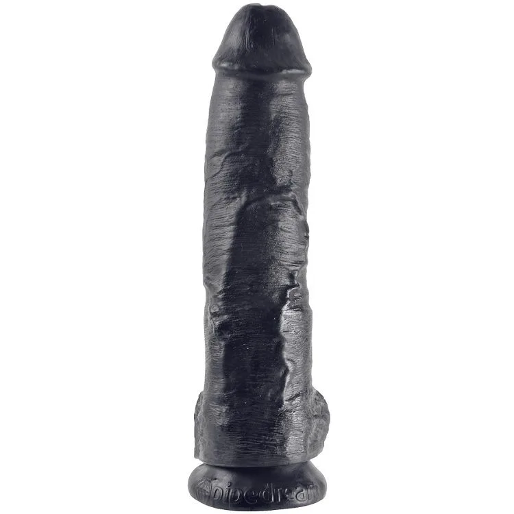 KING COCK - DILDO BLACK WITH BALLS 25.4 CM